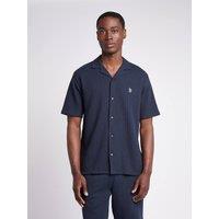U.S. POLO ASSN. Men's Waffle Texture Revere Shirt in Dark Navy | Size: Small