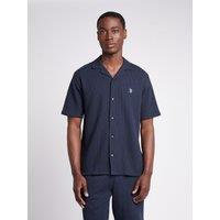 U.S. POLO ASSN. Men's Waffle Texture Revere Shirt in Dark Navy | Size: 2XL