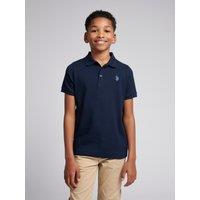 U.S. POLO ASSN. Men's Vertical Texture Polo Shirt in Dark Navy | Size: 14-15 Years