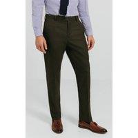 Dobell Men's Dark Green Twill Suit Trousers | Size: 34R