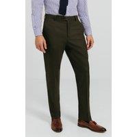 Dobell Men's Dark Green Twill Suit Trousers | Size: 36R