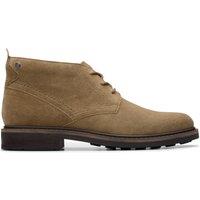 Clarks Men's Newford Mid Dark Sand Suede Ankle Boots, Lace Up in Beige | Size: 7-Standard Fit