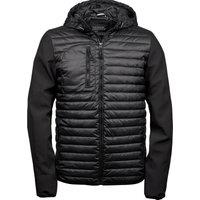 TEE JAYS Men's Crossover Hooded Padded Jacket in Black | Size: 2XL