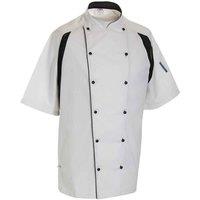 Le Chef Men's Executive Contrast Detail Short-Sleeved Chef Jacket in White | Size: XS