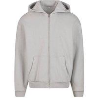 Build Your Brand Men's Fluffy Full Zip Hoodie in Grey | Size: XL