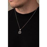 Outrage London Men's Men's Silver Black Onyx Stone Pendant Chain | Size: 18 inches