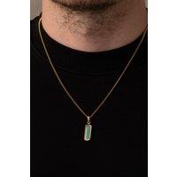 Outrage London Men's 18K Gold Turquoise Stone Pendant Necklace | Size: 18 inches