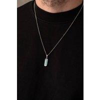 Outrage London Men's Men's Silver Turquoise Stone Pendant Necklace | Size: 22 inches