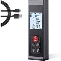 HYCHIKA Laser Measure 60m, Rechargeable Digital Tape Measure with USB-C, Laser Distance in Black