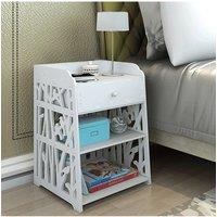 Bird Pattern Hollow-Carved Cabinet with Drawer in White