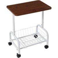 Living and Home Mobile Side Table with Lower Basket in Walnut