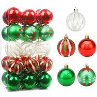 Living and Home 30Pcs Christmas Ornaments Set with Grid, Cutout, Stocking Design