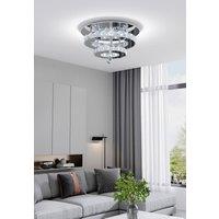 Modern Double-tiers Median-size Crystal LED Ceiling Light in Silver