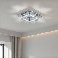 Modern Square Crystal Ceiling Light with Chrome Finish in Silver