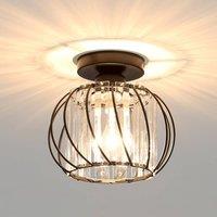Pheashine Modern Crystal Pendant Ceiling Light, E27, Black Metal (D19*18cm)