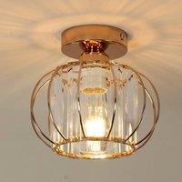 Pheashine Modern Gold Crystal Ceiling Light, E27 Metal Cage, Bulb Not Included