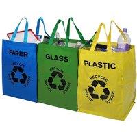 MANTRARAJ Recycling Bags PACK 3 Heavy Duty Colour Coded Reusable Paper Plastic Glass Waste Bin Sack