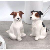 Animal Crackers Jack Russell Terrier Ceramic Salt & Pepper Shaker Set in White