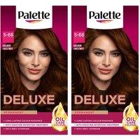 Schwarzkopf Deluxe Creme Colouration 5-68 Golden Chestnut 'Hair Dye', 2 Pack in Gold