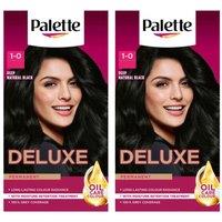 Schwarzkopf Deluxe Creme Colouration 1-0 Deep Natural Black 'Hair Dye', 2 Pack