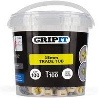 Gripit 15mm Plasterboard Fixing - 100 Pack (Yellow) Stud Wall Anchor Max 71kg in Yellow