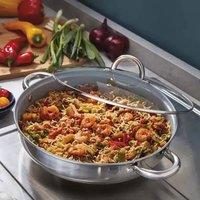 Cooks Professional Stainless Steel Saut Pan 30cm Non-Stick with Lid for All Hobs in Silver