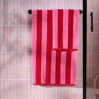 OHS Stripe 100% Cotton Hand Towel Hotel Quality Soft Absorbent in Pink