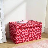 OHS Print Foldable Fabric Storage Box Organiser with Lid in Red | Size: Large