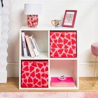 OHS 2 x Heart Print Cube Storage Box Organiser Drawer | Size: Small