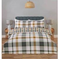 Rapport Home Braemar Check Microfibre Duvet Cover Set with Pillowcase (Green) | Size: King