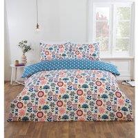 Rapport Home Olivia Microfibre Floral Duvet Cover Set with Pillowcase (Blue) in Blue | Size: Double