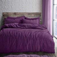 Velosso Plain Teddy Warm & Cosy Duvet Cover & Pillowcase Set in Purple | Size: Super King