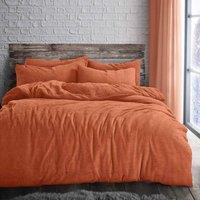 Velosso Plain Teddy Warm & Cosy Duvet Cover & Pillowcase Set in Orange | Size: Double