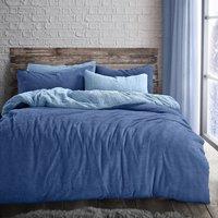 Velosso Teddy Two Tone Warm & Cosy Duvet Cover & Pillowcase Set in Blue | Size: Single