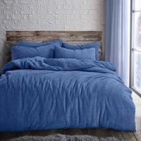 Velosso Plain Teddy Warm & Cosy Duvet Cover & Pillowcase Set in Blue | Size: Super King