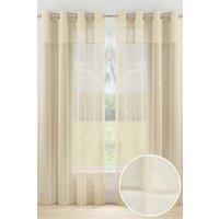 Tyrone Textiles 'Andorra' Cream Textured Header Voile Panels Pair with Eyelet Header | Size: 140 cm width x 137 cm drop