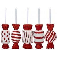Garden Greatness Set Of 5 Hanging Candy Cane Sweet Decoration in Red | Size: 1 Pack