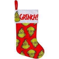 VFM e-Store Grinch Christmas Stocking Festive Fireplace Gift in Red