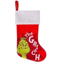 VFM e-Store Grinch Christmas Stocking Festive Fireplace Gift in Red