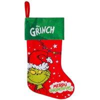 VFM e-Store Grinch Christmas Stocking Festive Fireplace Gift in Red