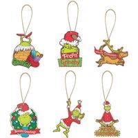 VFM e-Store Grinch Christmas Tree Hanging 3D Decoration 8cm x 6cm X 6 Pack | Size: 8 cm x 6 cm