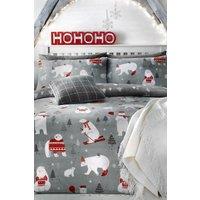 Bedlam 'Polar Bears' Christmas Duvet Cover Set in Silver | Size: Single