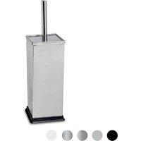 Harbour Housewares Square Toilet Brush & Holder - Cleaning Brush Set with Non Slip Base in Silver