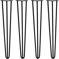 Monstershop 4 x 28" Hairpin Legs - 3 Prong - 12mm - Black