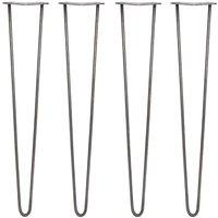Monstershop 4 x 28" Hairpin Legs - 2 Prong - 10mm - Raw Steel in Silver