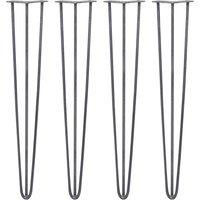 Monstershop 4 x 28" Hairpin Legs - 3 Prong - 10mm - Raw Steel in Silver