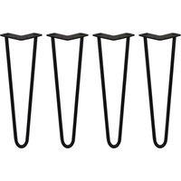 Monstershop 4 x 16" Hairpin Legs - 2 Prong - 12mm - Black