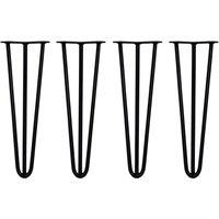 Monstershop 4 x 16" Hairpin Legs - 3 Prong - 12mm - Black