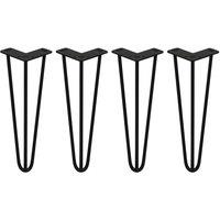 Monstershop 4 x 14" Hairpin Legs - 3 Prong - 10mm - Black