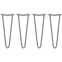 Monstershop 4 x 14" Hairpin Legs - 2 Prong - 10mm - Raw Steel in Silver